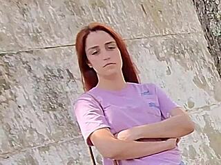 pulling out cock flashing redhead for public directions