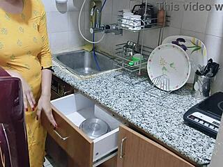 horny indian milf kitchen fuck closeup doggystyle pounding