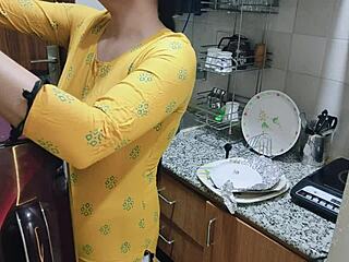 horny indian milf kitchen fuck closeup doggystyle pounding