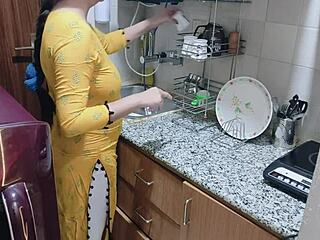 horny indian milf kitchen fuck closeup doggystyle pounding