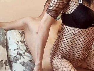 Skinny Mature Wife Poses in Stockings Bodysuit Close-Up