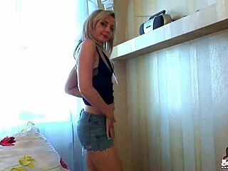 teasing neighbor milf strips tight jeans panties undressing nude girl next door