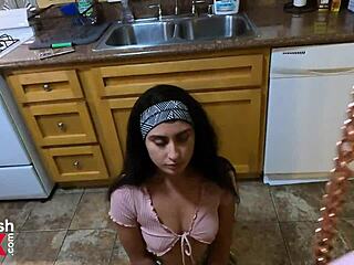 19yo Angeline Red Chains Up For Bbc Doggystyle And Monster Cock Striptease