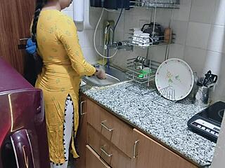 horny indian milf kitchen fuck closeup doggystyle pounding