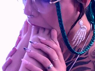 goddess, worship my bare feet and toes while i choke you with lingerie?