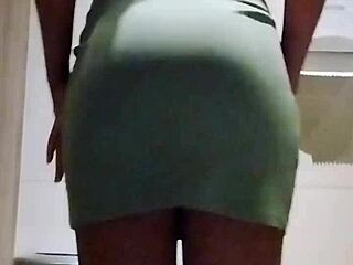 Pregnant Black Woman Flashes Natural Tits in Public Shop