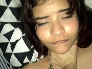 Latina babe seduces with deep blowjob then fucked hard