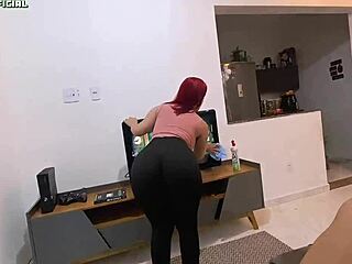 Hot maid provokes then sucks brazilian cock hungrily