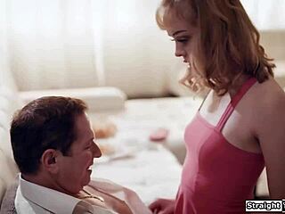 Blonde Teen Student Seduces Old Teacher Deepthroat Blowjob Lick Pussy for Better Grades!