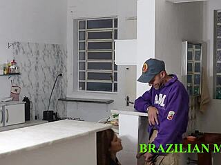 stepdad's monster cock barebacks horny girl in kitchen, full vid on red sheer!