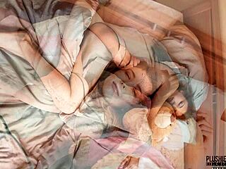 Mila Azul Erotic Nude Model with Teddy Bear