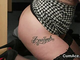 Centerfold slurps cum facials in bizarre bukkake