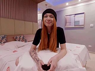 delicate redhead petite starts porn model journey with interracial pounding backstage