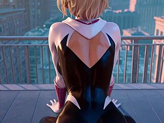 i crave gwen stacy's blonde pussy riding miles morales in hentai