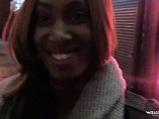 Skinny ebony wakes from wet dream to bbc suck and fuck