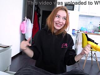 redhead beauty's crazy deepthroat casting at home 😈🍆