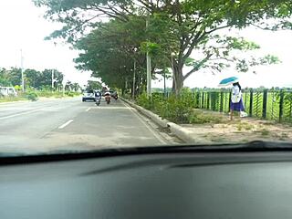 Pinay babe takes professor's deep creampie pounding outdoors