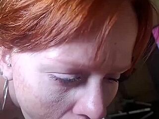 redhead slut, swallow cousin's cock on cam while spanked smiling