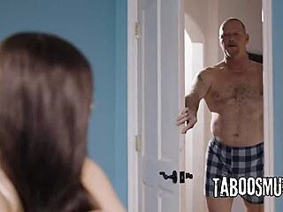 hot brunette teen deepthroats and rides stepdad's cock wildly jojo kiss