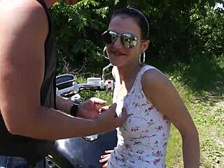 😏 czech teen fucked outdoor after motorcycle ride big tits 😏