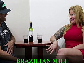 Mature milf teases with see-through outfit and monster cock suck