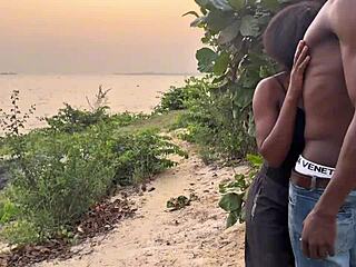 Why groan so loud on that dick with your narrow pussy on a deserted beach?