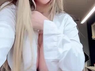 Emotional secretary's huge natural tits drip wet pussy ready for intense fuck