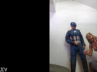 Savana Styles Cosplays Captain America in Steamy Milf Blowjob