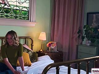 blonde milf spies teen masturbating and fingers hairy beaver