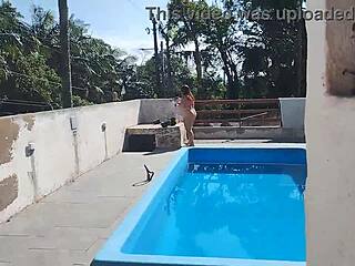 Builder's Intense Poolside Jerk-Off Explosion