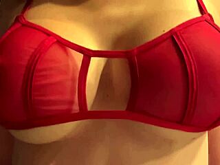 Italian milf artemisia love flaunts juicy big tits in sexy red bra