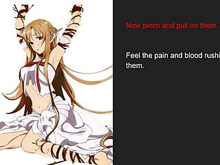 yuuki asuna sao femdom joi nipple play tease 😈👅