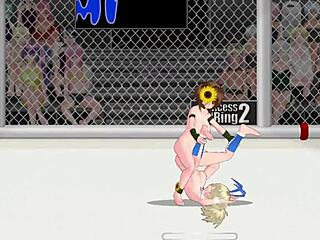 princess ring 2: mimi vs lena in lesbian wrestling catfight