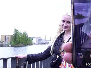 german scout picks up skinny blonde teen for berlin casting fuck