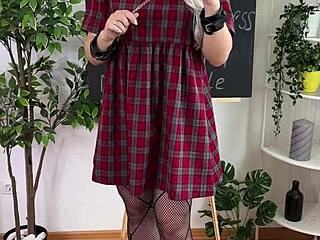 curvy mature in lingerie handcuffs heels teases sexually?