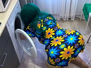 Stepmom's washing machine rescue turns into wild anal