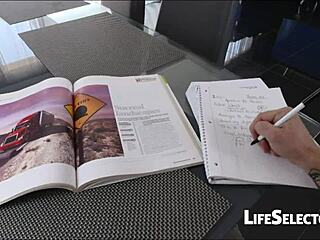 Blonde teen footjob queen Chloe Scott rides cock to explosive cumshot pov