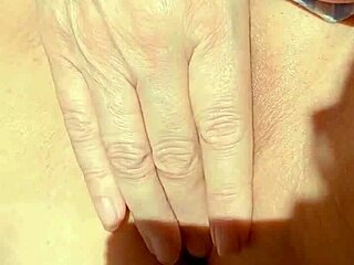 Early morning mature blonde spreads shaved pussy wide!