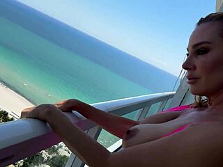 sexy blonde milf teases her big ass on public beach craving more