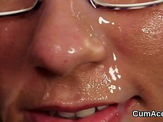 that slutty peach devours cum facial loads like a pro