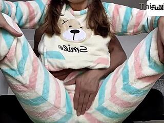 stepdad gropes petite teen's pussy and small tits up close