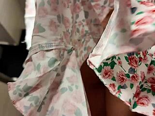 curvy brunette bends over kitchen for creampie surprise