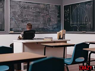 naughty teacher fucks horny colleague post classroom masturbation