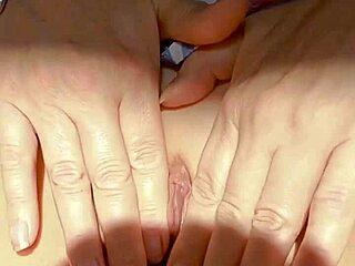 Early morning mature blonde spreads shaved pussy wide!