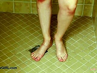 Sweet Brunette Teen Enjoys Refreshing Shower in Cozy Bathroom Setting