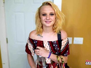 petite blonde bonnie wolf toys her shaved pussy then deepthroats hard cock to cumshot