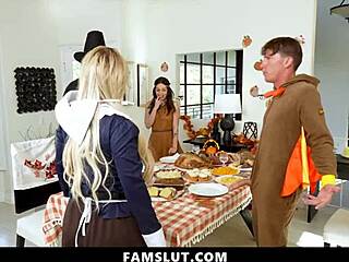 Stepfamily caught in wild group suck and fuck fest