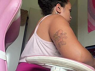 Chubby Babe FARTS Loudly At HOME OFFICE Desk!