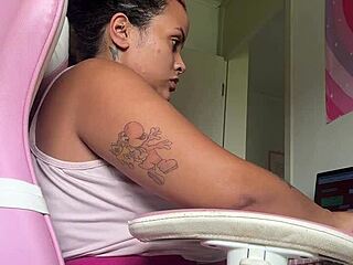 Chubby Babe FARTS Loudly At HOME OFFICE Desk!