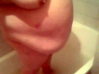 Hot Bathtub Blowjob Ends with Thick Cum Dripping on Her Massive Natural Boobs